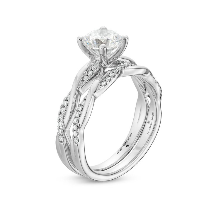 Twist Half Diamond Engagement Setting by Adorette In Platinum