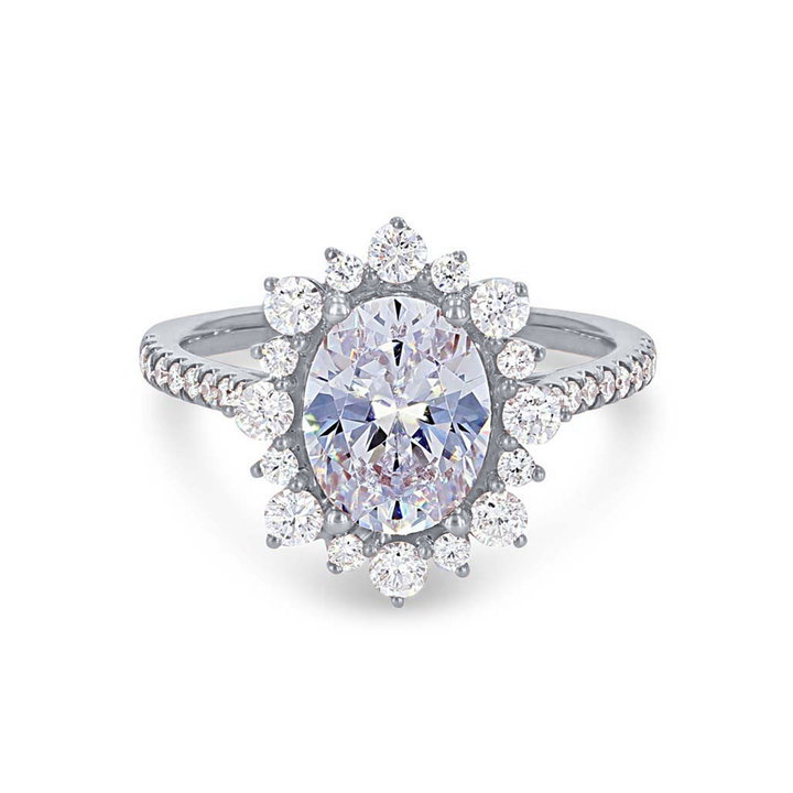 Alternating Diamond Halo Engagement Setting In White Gold 14K