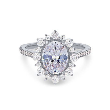 Alternating Diamond Halo Engagement Setting In White Gold 14K
