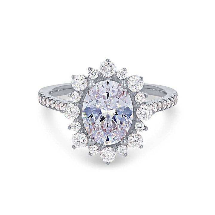 Alternating Diamond Halo Engagement Setting In White Gold 14K