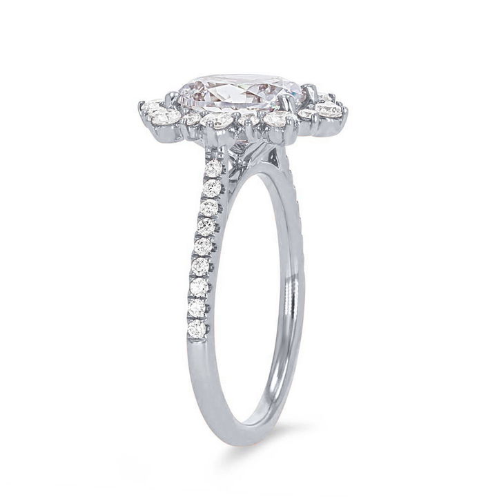Alternating Diamond Halo Engagement Setting In White Gold 14K