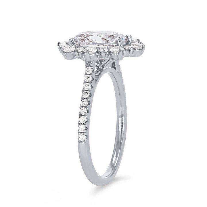 Alternating Diamond Halo Engagement Setting In White Gold 14K