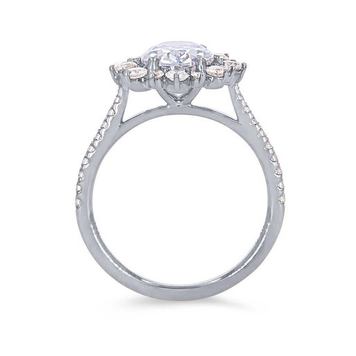 Alternating Diamond Halo Engagement Setting In White Gold 14K