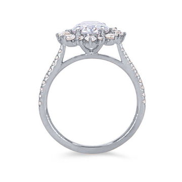 Alternating Diamond Halo Engagement Setting In White Gold 14K