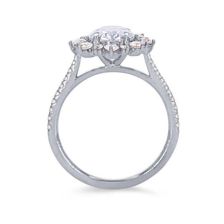 Alternating Diamond Halo Engagement Setting In White Gold 14K