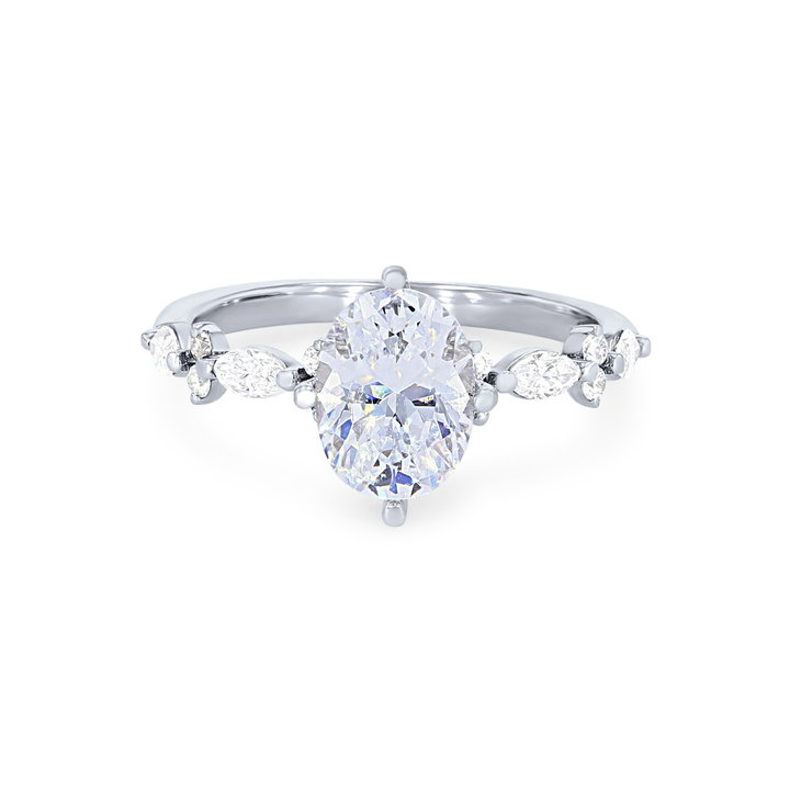 Alternating Marquise Diamond Engagement Setting In White Gold 14K