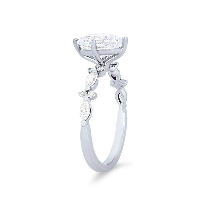 Alternating Marquise Diamond Engagement Setting In White Gold 14K