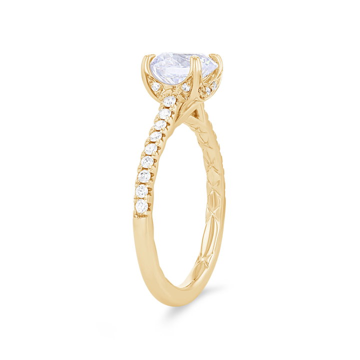 A. Jaffe Cathedral Diamond Head Engagement Setting In Yellow Gold 14K