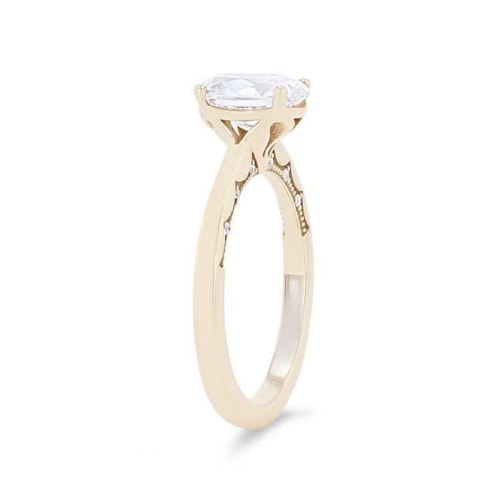 Tacori Coastal Crescent Oval Solitaire Engagement Setting In Yellow Gold 14K