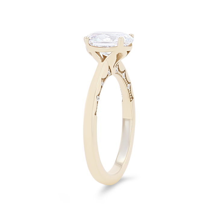 Tacori Coastal Crescent Oval Solitaire Engagement Setting In Yellow Gold 14K