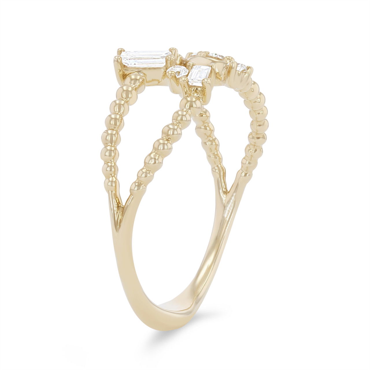 Mixed Diamond Open Concept Ring