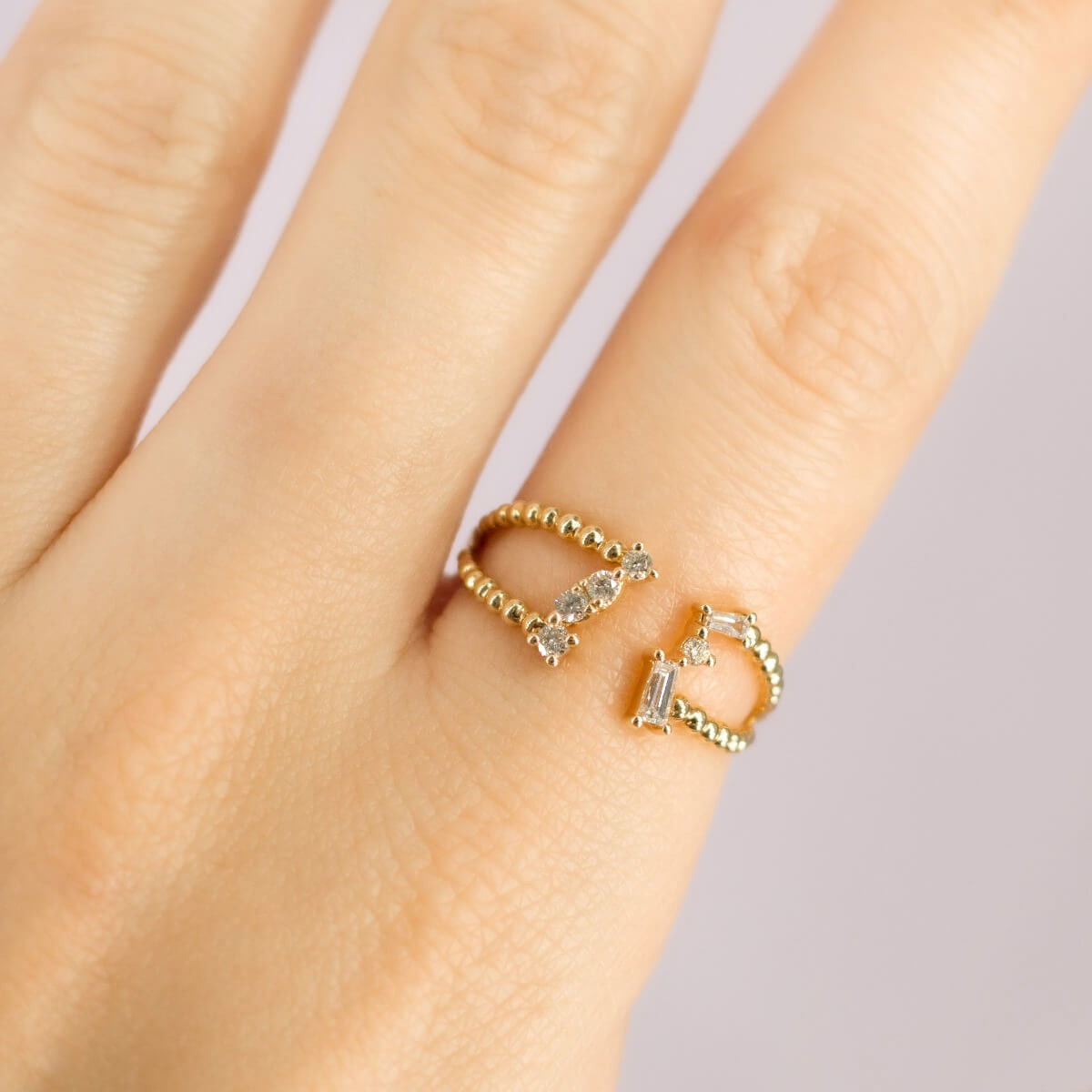 Mixed Diamond Open Concept Ring