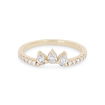 True Romance Contour Pear and Round Diamond Wedding Band In White Gold 14K