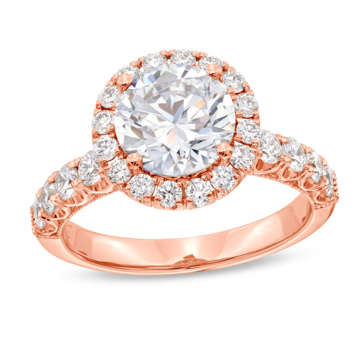 Simon G. Round Halo Engagement Setting In Rose Gold 18K