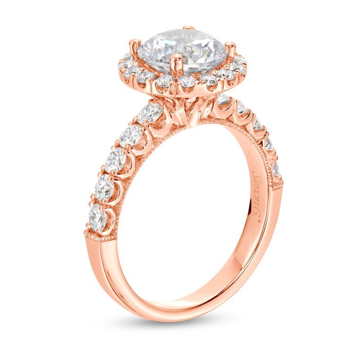 Rose Gold 18K Simon G. Round Halo Engagement Setting