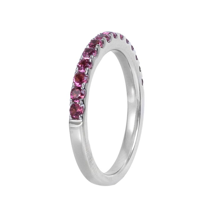White Gold 14K Pink Tourmaline Wedding Band