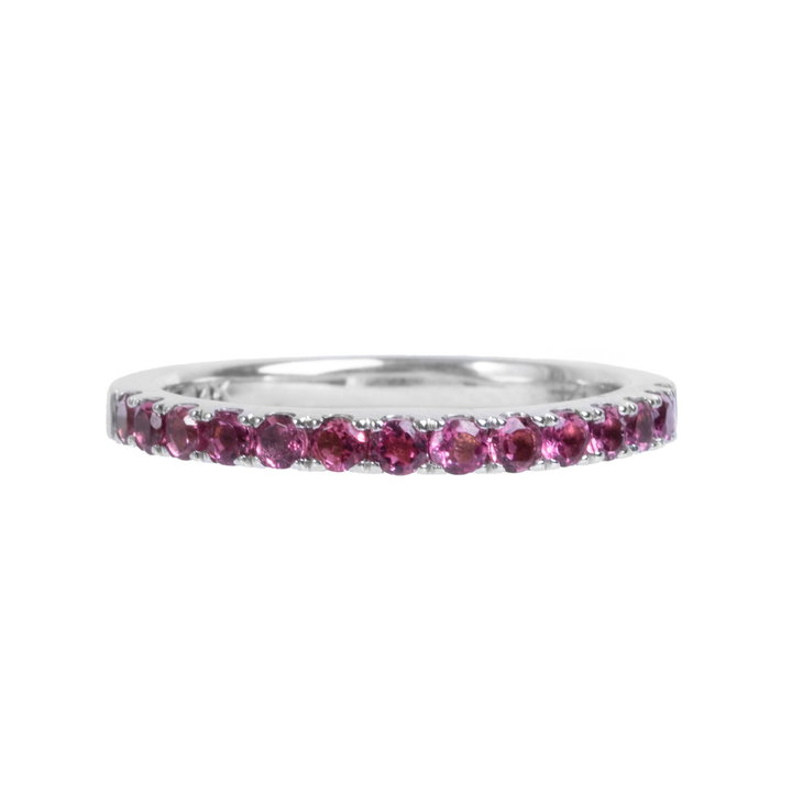 Pink Tourmaline Wedding Band In White Gold 14K