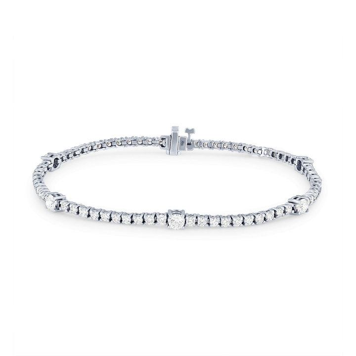 Alternating Diamond Tennis Bracelet (2.50tw) In Solid 14K White Gold