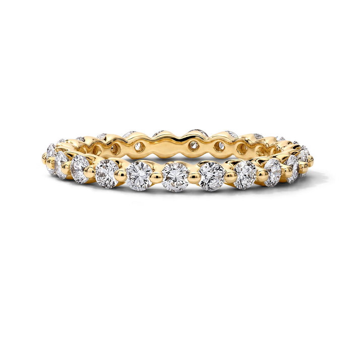 Lab Grown Diamond Single Prong Eternity Wedding Band In Yellow Gold 14K
