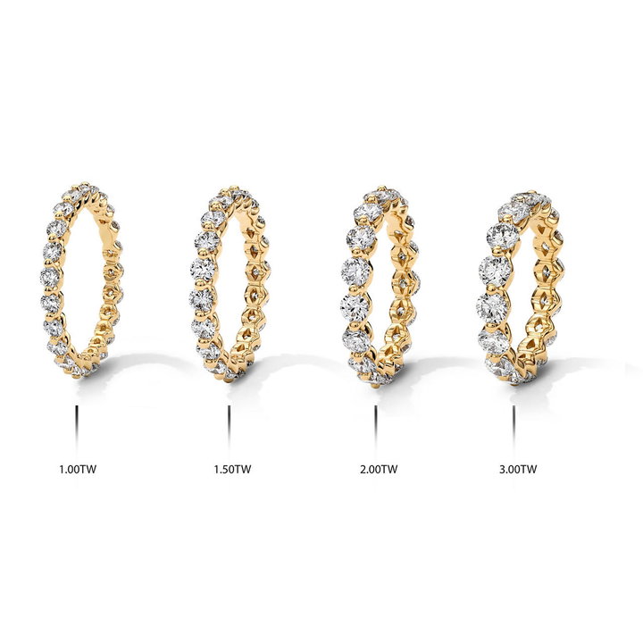 Lab Grown Diamond Single Prong Eternity Wedding Band In Yellow Gold 14K