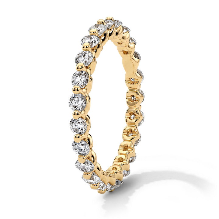 Lab Grown Diamond Single Prong Eternity Wedding Band In Yellow Gold 14K