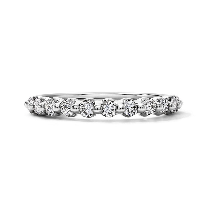 Lab Grown Diamond Single Prong Halfway Wedding Band In White Gold 14K