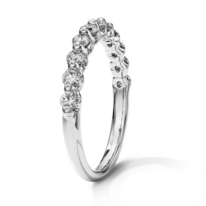 Lab Grown Diamond Single Prong Halfway Wedding Band In White Gold 14K