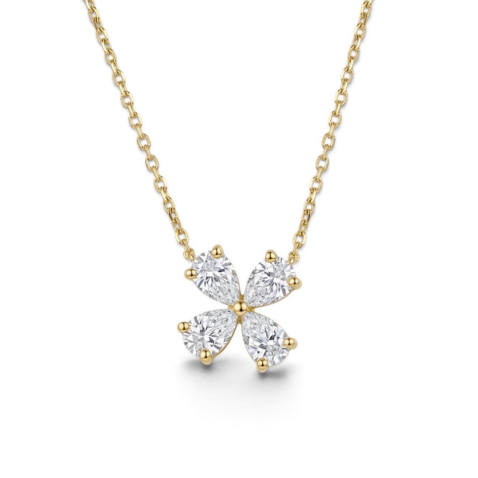 Diamond Flower Pendant Necklace
