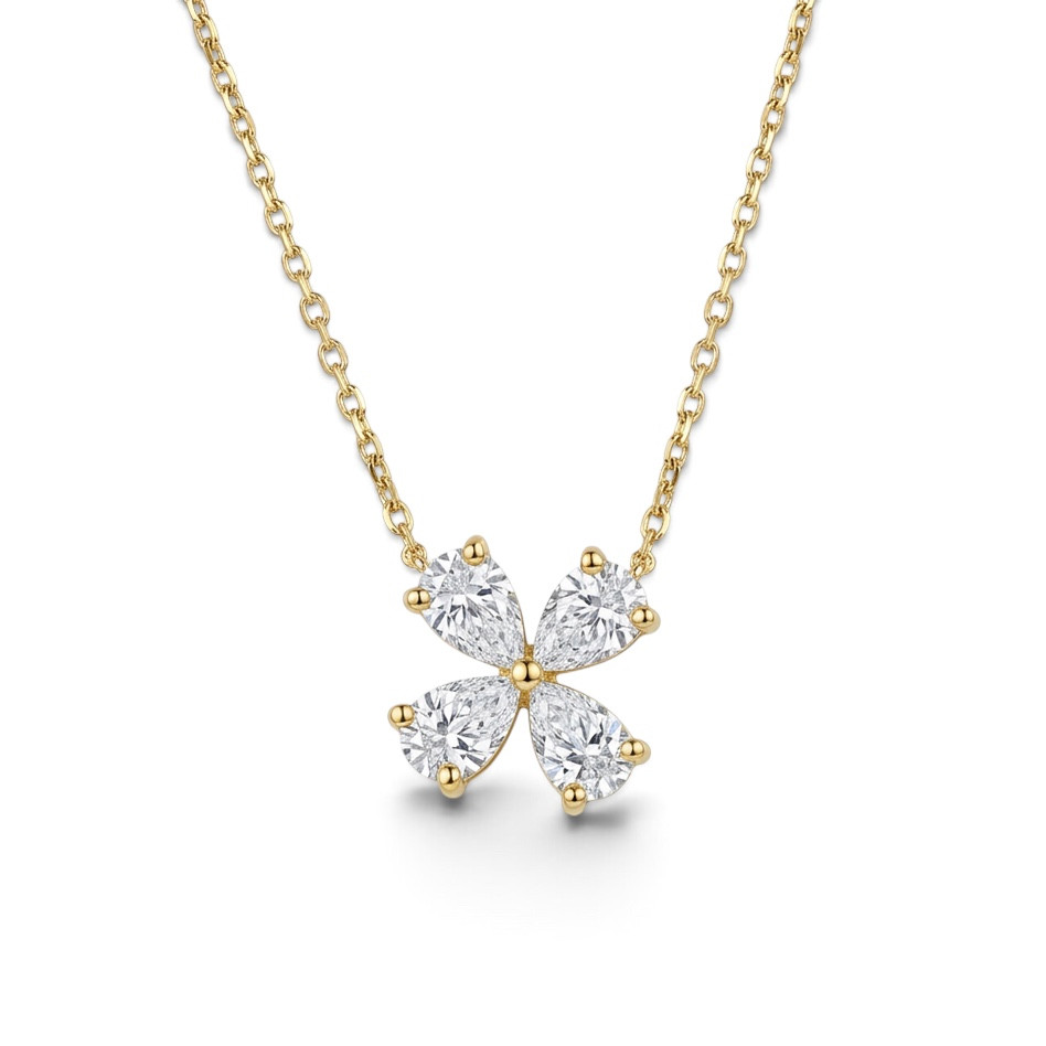 Diamond Flower Pendant Necklace