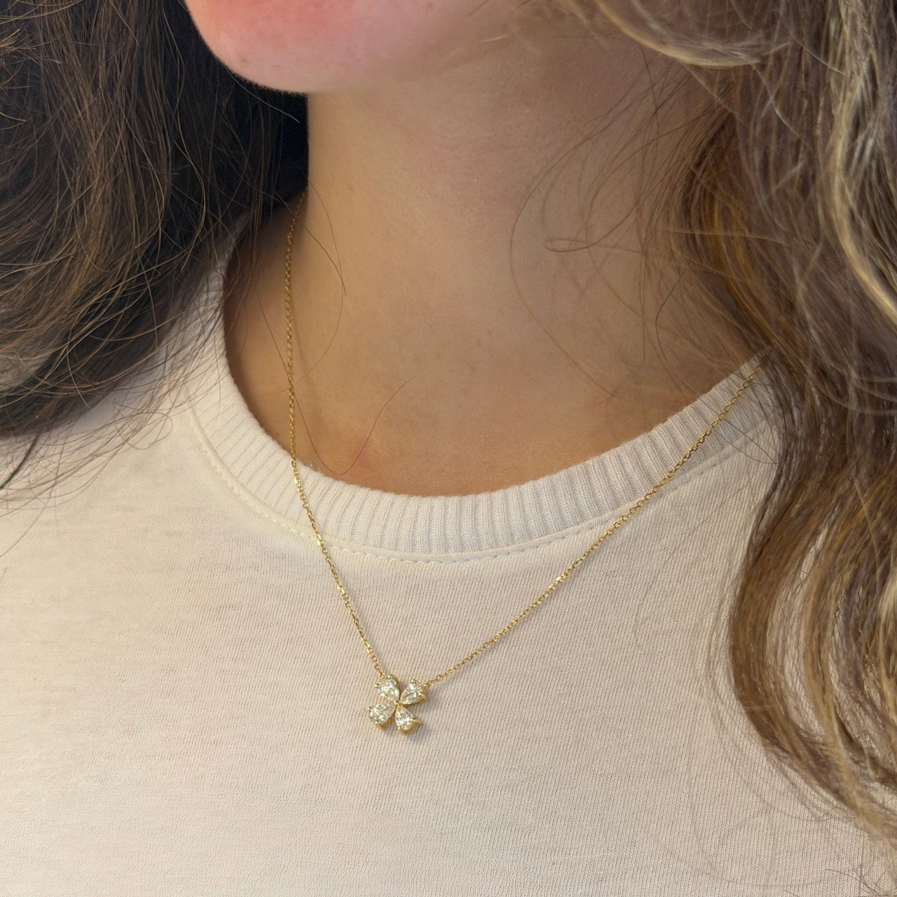 Diamond Flower Pendant Necklace