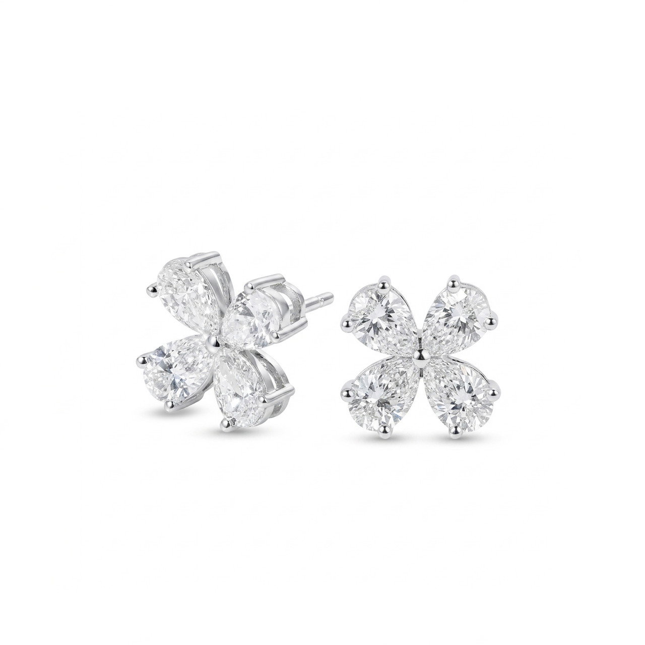 Diamond Flower Stud Earrings