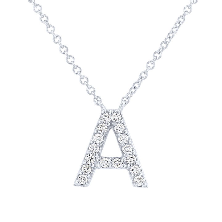 White Gold 14K Diamond Initial Pendant Necklace