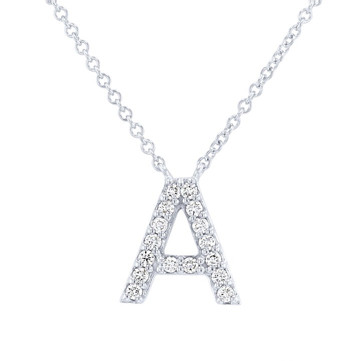 Diamond Initial Pendant Necklace In White Gold 14K