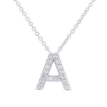 Diamond Initial Pendant Necklace In White Gold 14K
