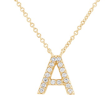 Diamond Initial Pendant Necklace In Yellow Gold 14K