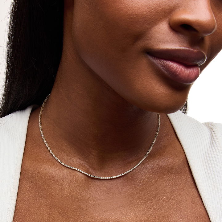 Yellow Gold 14K Diamond Tennis Necklace (16 inch)