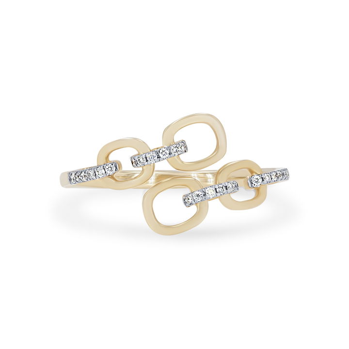 Yellow Gold 14K Bypass Chain Link Diamond Ring