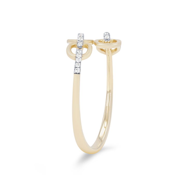Yellow Gold 14K Bypass Chain Link Diamond Ring