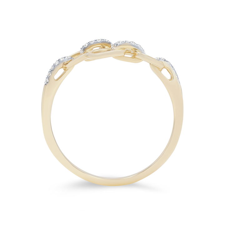 Yellow Gold 14K Bypass Chain Link Diamond Ring