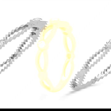 Open Twist Diamond Bezel Wedding Band by Royal