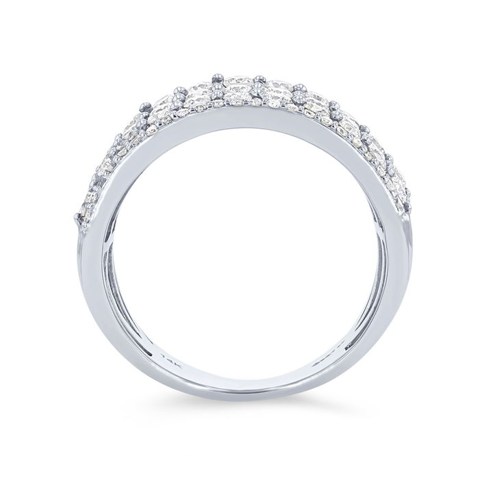 White Gold 14K Seven Row Diamond Fashion Band