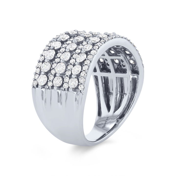 White Gold 14K Seven Row Diamond Fashion Band