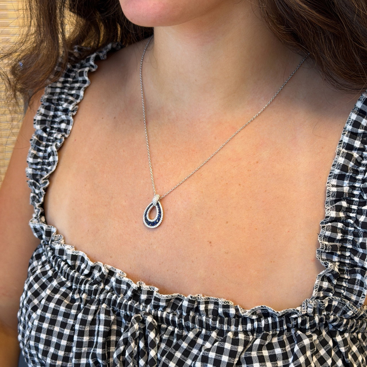Sapphire and Diamond Teardrop Pendant