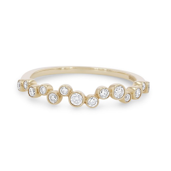 White Gold 14K Scatter Bezel Diamond Wedding Band by Royal