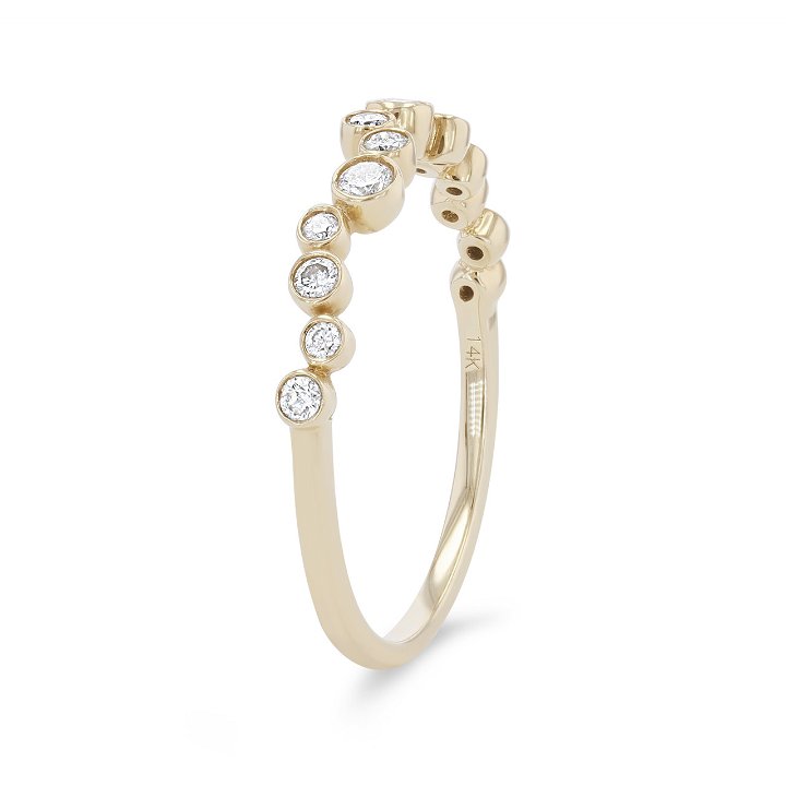White Gold 14K Scatter Bezel Diamond Wedding Band by Royal
