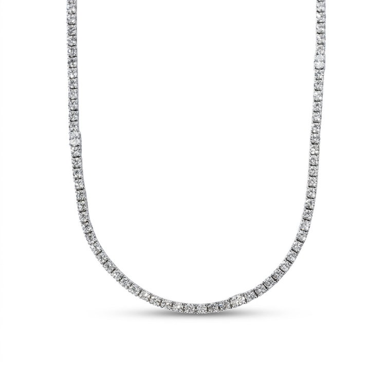 Oval & Round Diamond 3/4 Way Necklace (5.49tw) In Solid 14K White Gold