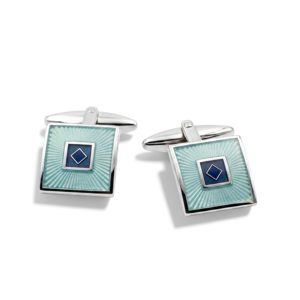 Geometric Blue Design Cufflink 0