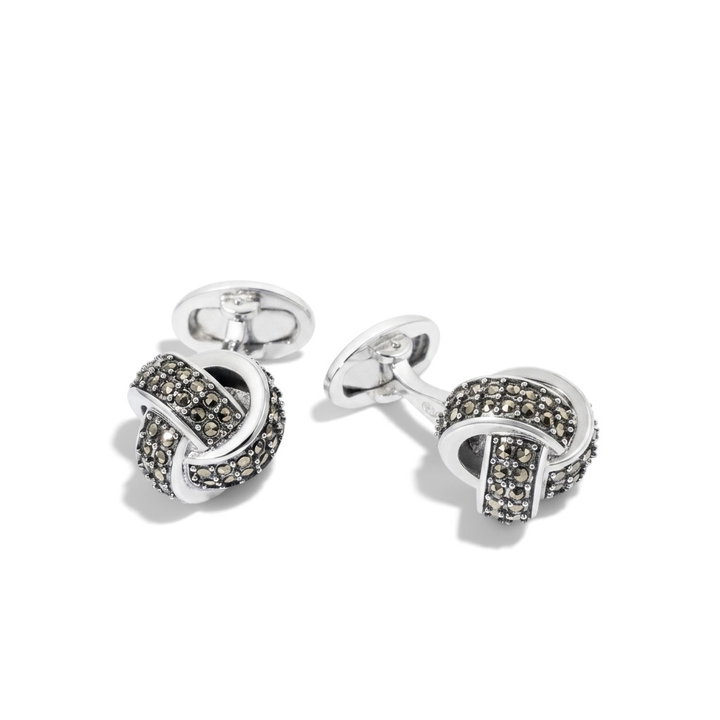 Marcasite Knot Cufflink In Sterling Silver