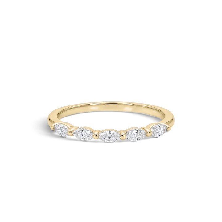 East West Marquise Diamond Wedding Band In Yellow Gold 14K