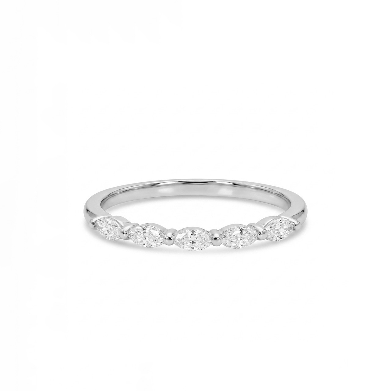 East West Marquise Diamond Wedding Band In White Gold 14K 0